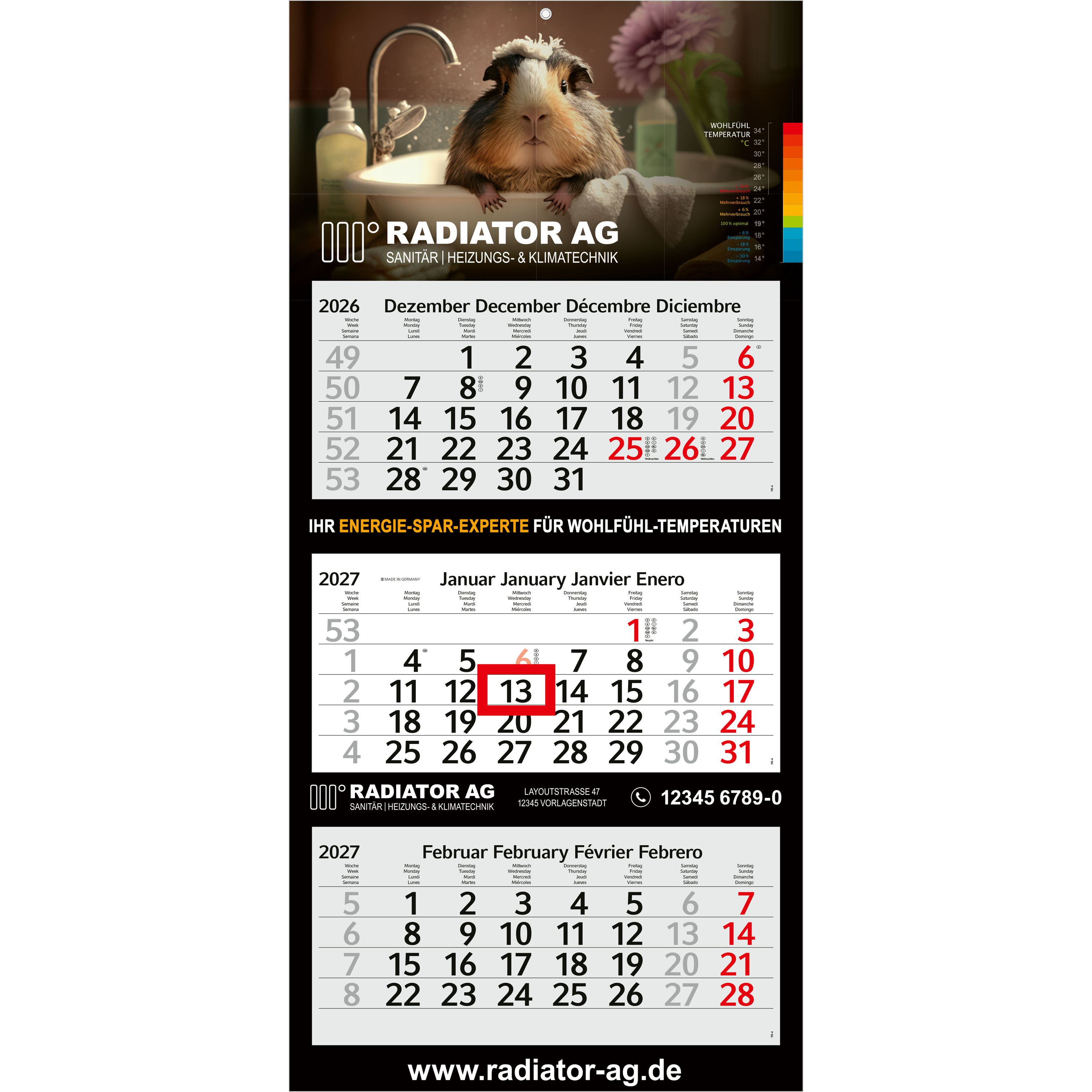 3-Monatskalender Mehrblock Profil 3-362