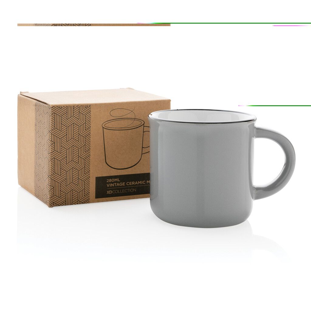 Vintage Keramiktasse, 280ml - grau-815