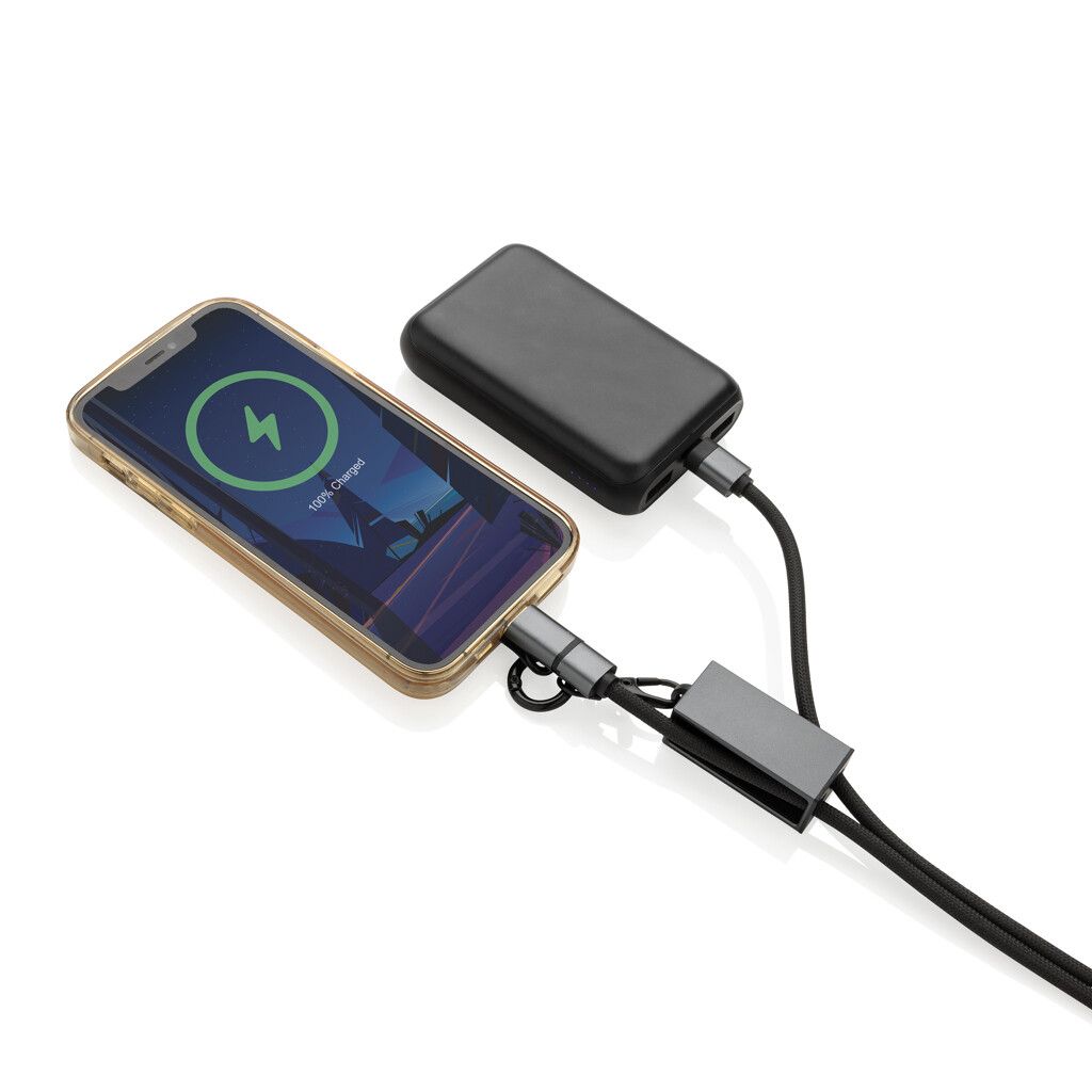 Terra 60Wduales Ladekabel aus RCS recyceltem PET mit Lanyard - grau-599