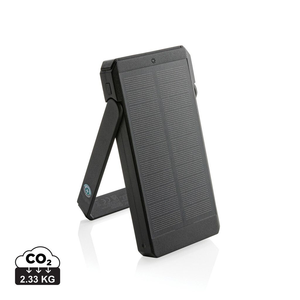 Skywave 10000mAh Solarpowerbank aus RCS recycelt. Kunststoff - schwarz-384