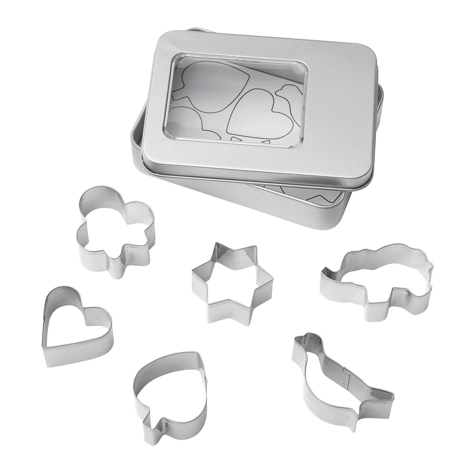 Ausstechförmchen-Set COOKIE BOX - silber-418