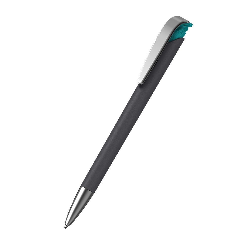Druckkugelschreiber Jona softgrip/ice MMs - softgrip schwarz - türkis ice-224
