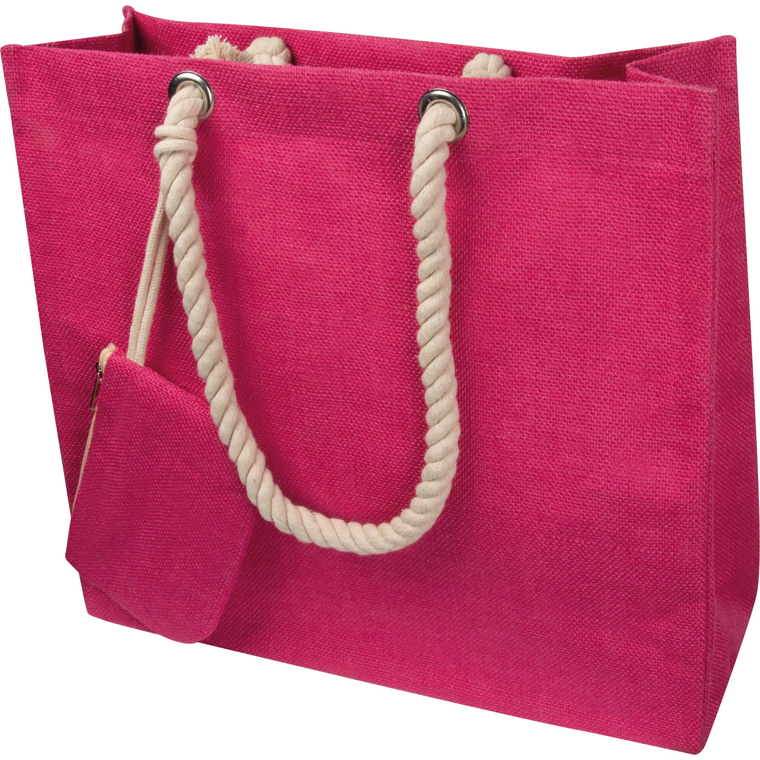 Jutetasche mit Kordelgriffen - pink-266