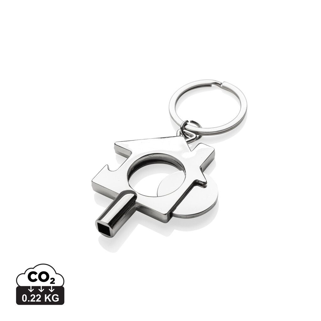 3-in-1 Schlüsselring aus RCS rec. Zinklegierung - silber-561