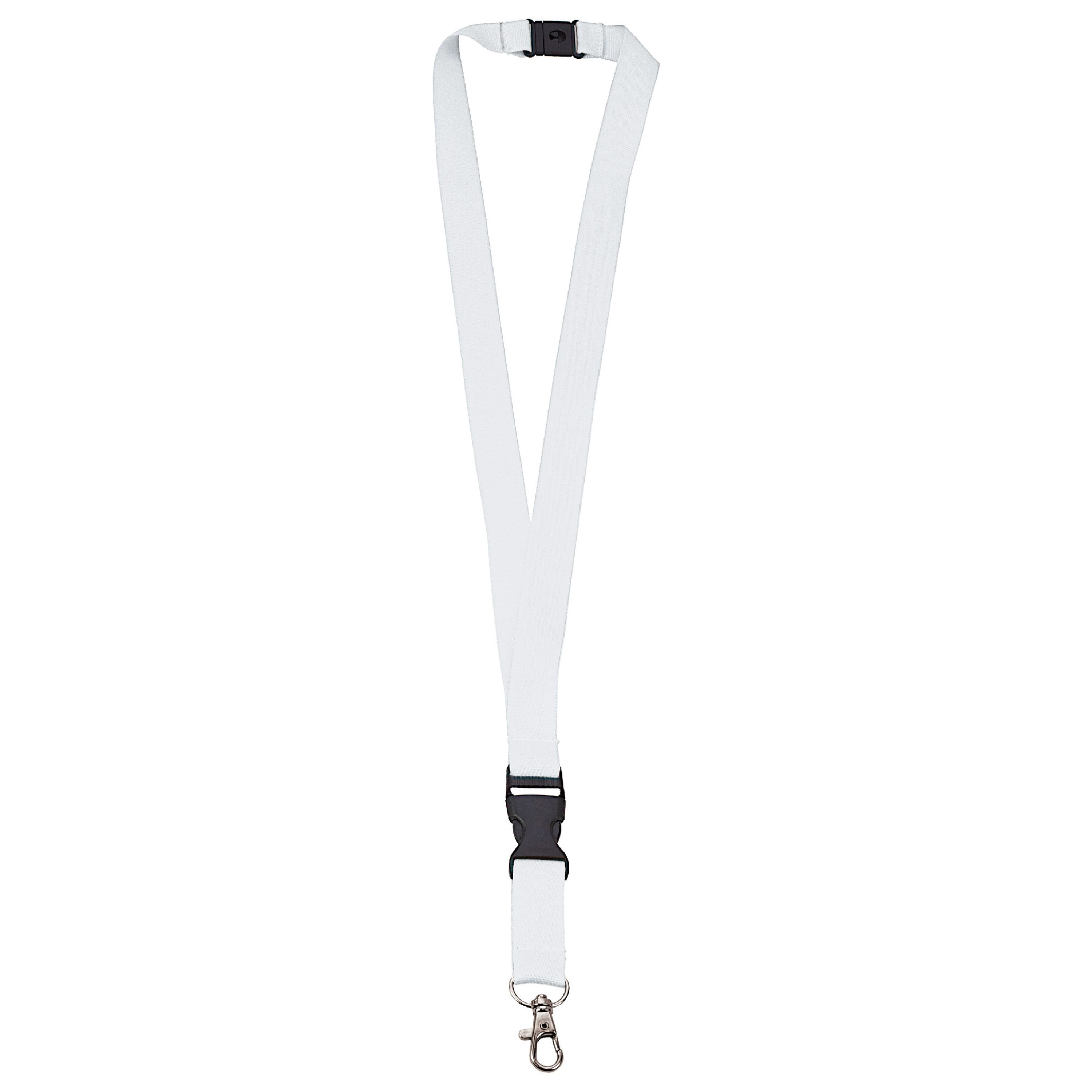 Polyester-Lanyard 20mm mit Schnalle und Haken - weiss-154