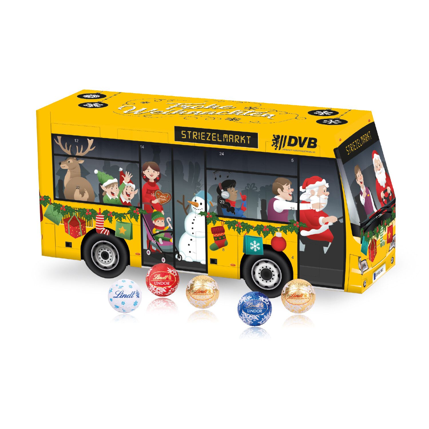 3D Adventskalender "Bus" mit Lindt Schokolade-355
