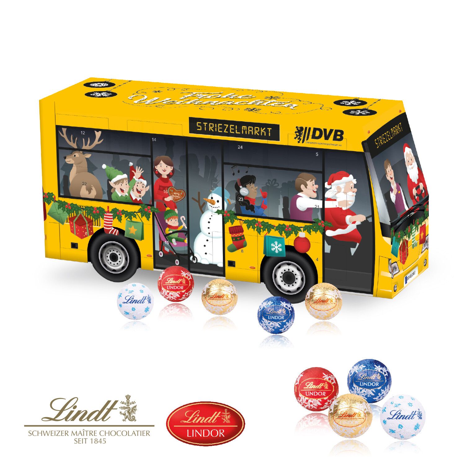 3D Adventskalender "Bus" mit Lindt Schokolade-355