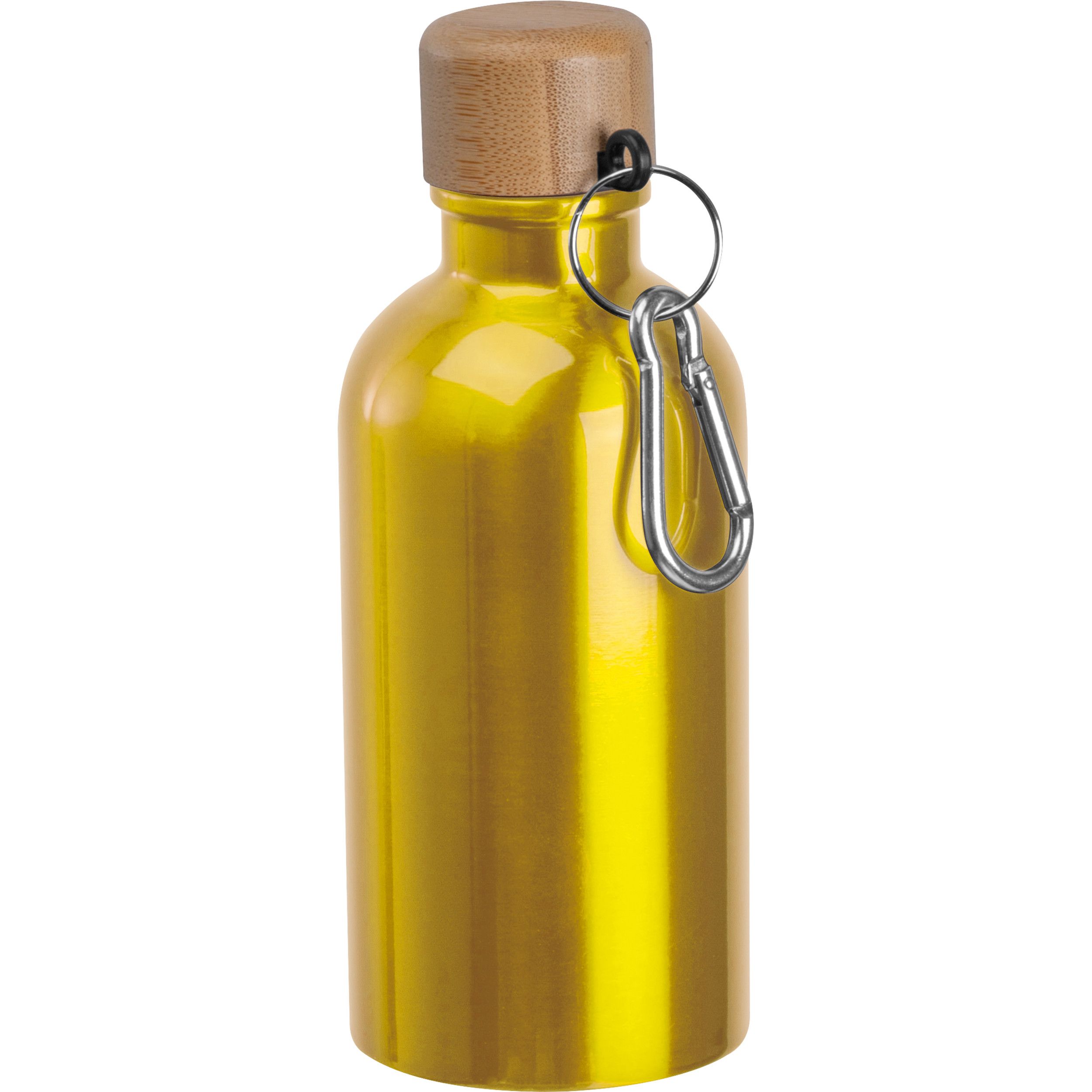 Edelstahltrinkflasche mit Karabiner, 400ml - gelb-644