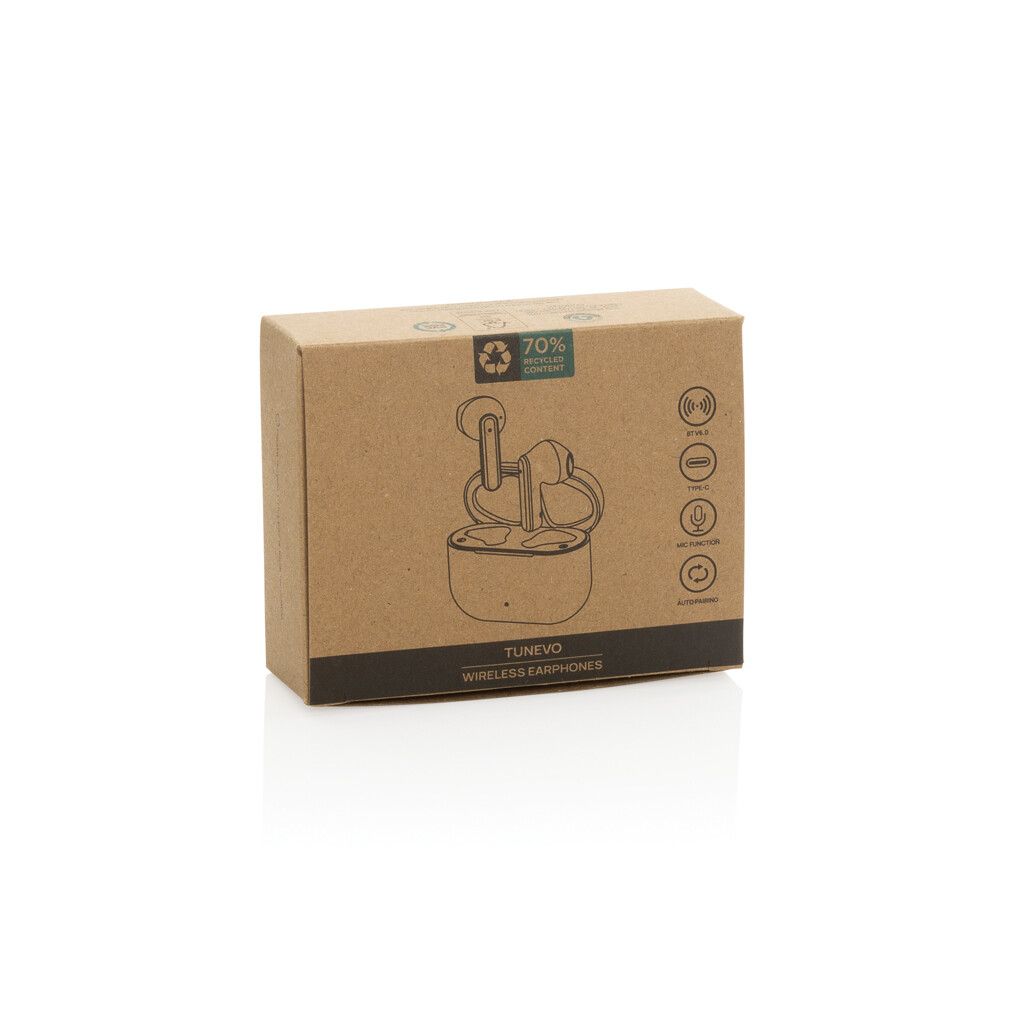 Tunevo kabellose Ohrhörer aus RCS recyceltem Kunststoff - weiß-326