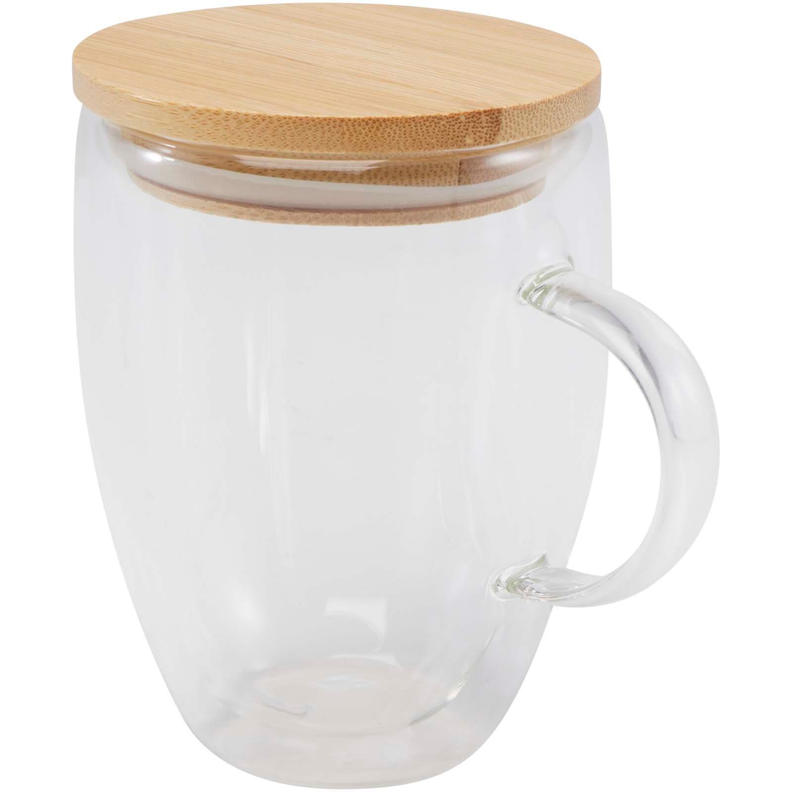 Leona 350 ml Glasbecher mit Bambusdeckel - transparent klar-430