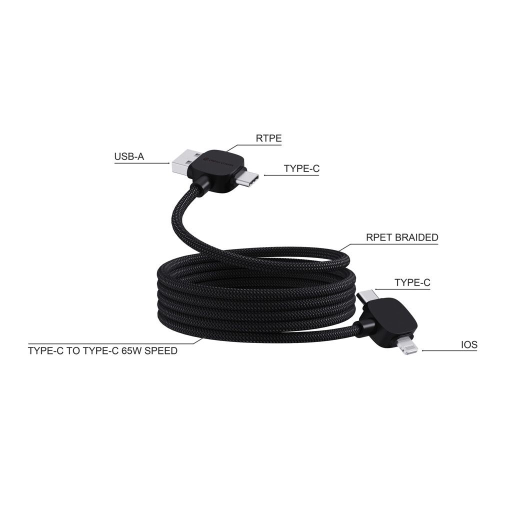 Urban Vitamin Stockton 65W magnet. Kabel RCS recyc. TPE/PET - schwarz-388