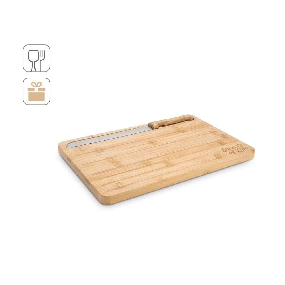 CATCHER Brotschneidebrett aus Bambus, inklusive Messer - natur-244