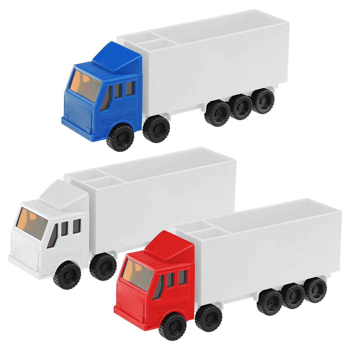 Zettelbox mit Köcher LKW mit Kette - gelb - weiß-676