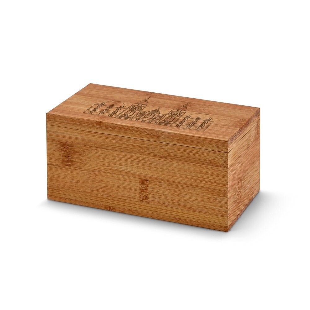 BURDOCK Teebox aus Bambus mit 2 Fächern und einem Magnetverschluss - natur-507