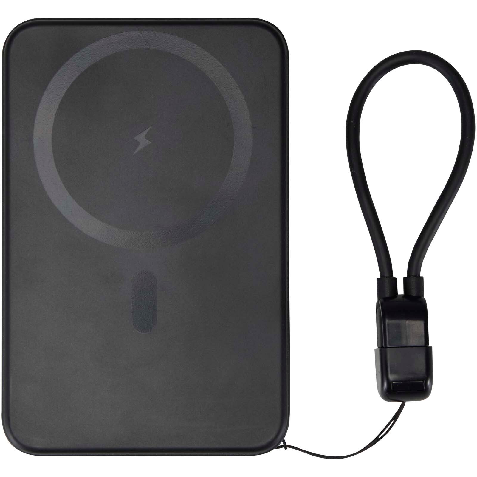 SMART 5000 mAh Powerbank aus recyceltem Kunststoff mit Magnetverschluss und Lanyard - schwarz-376