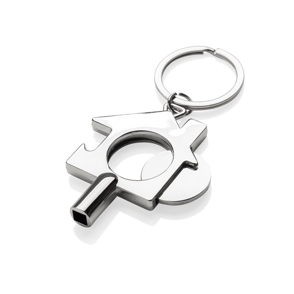 3-in-1 Schlüsselring aus RCS rec. Zinklegierung - silber-569