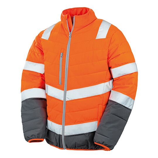 Men´s Soft Padded Safety Jacket - fluorescent orange - grey-689