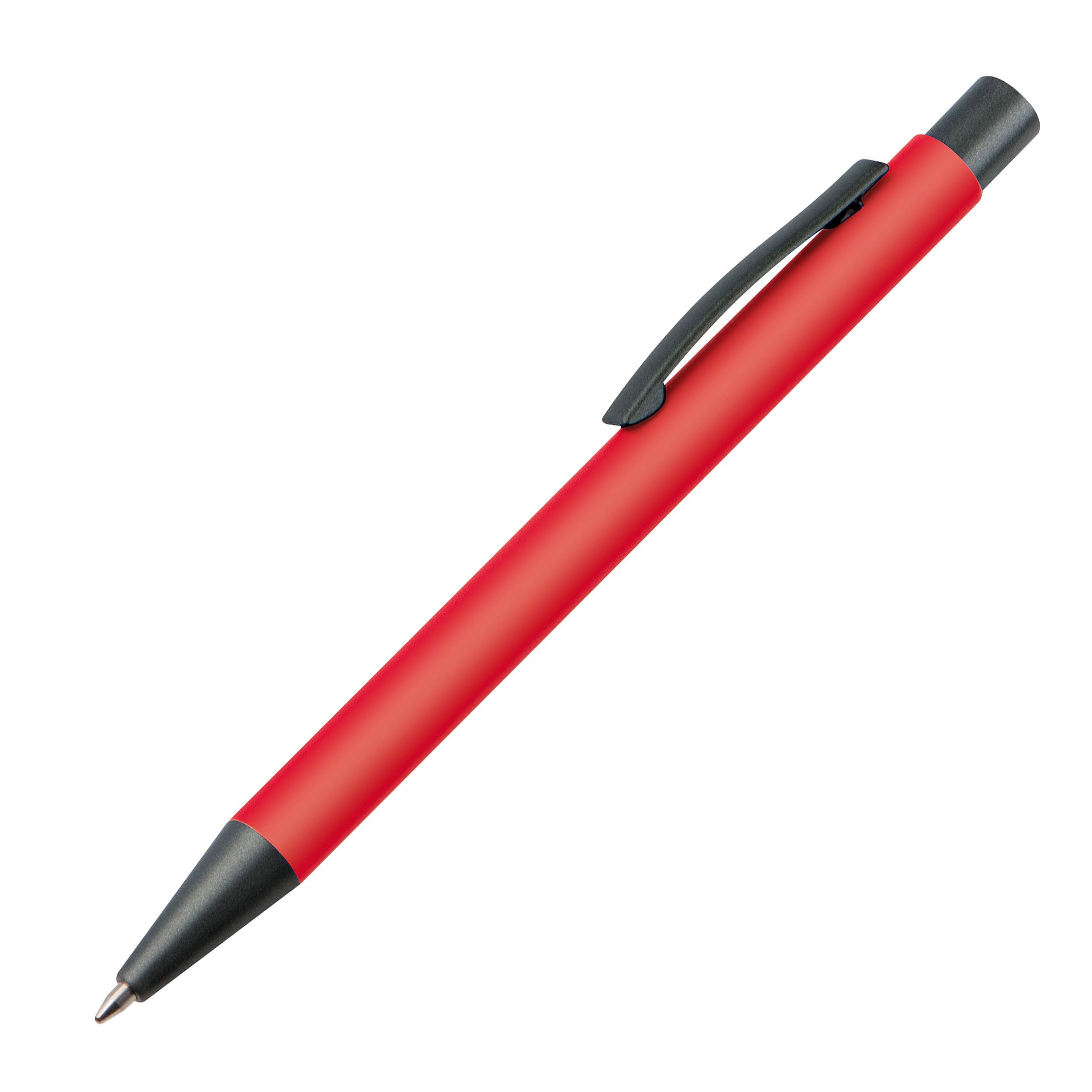 Matter Kugelschreiber mit Metallclip  - rot-743