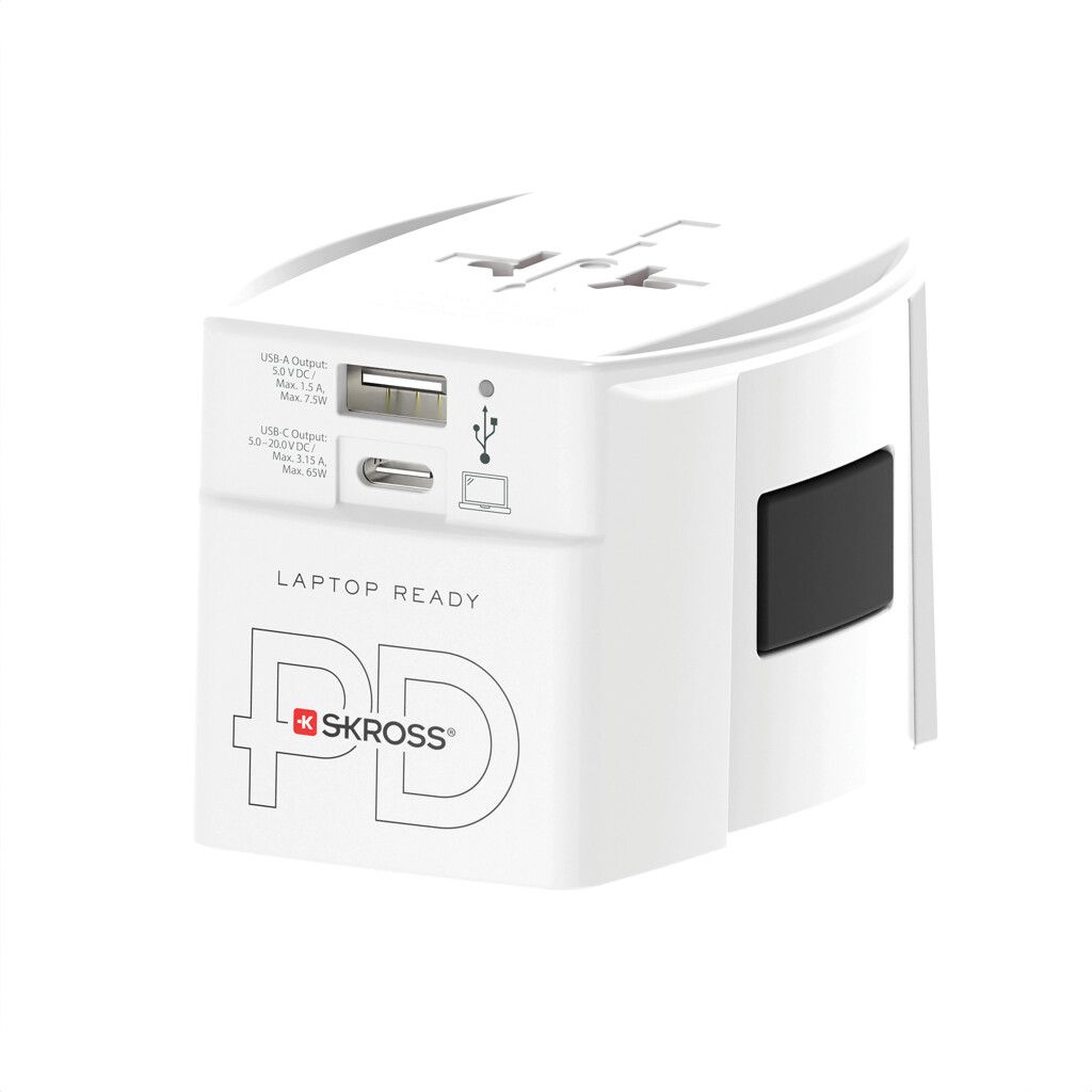 SKROSS World Travel Adapter MUV 65W PD mit USB-C-Kabel - weiß-629
