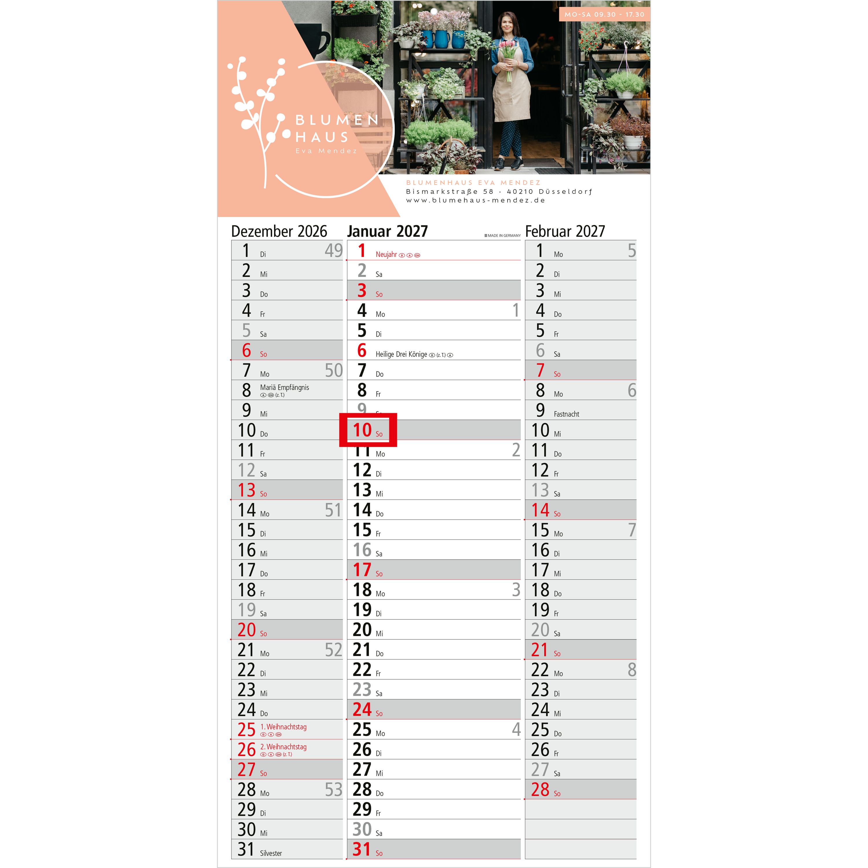 3-Monatskalender Einblatt Spectrum 3-444