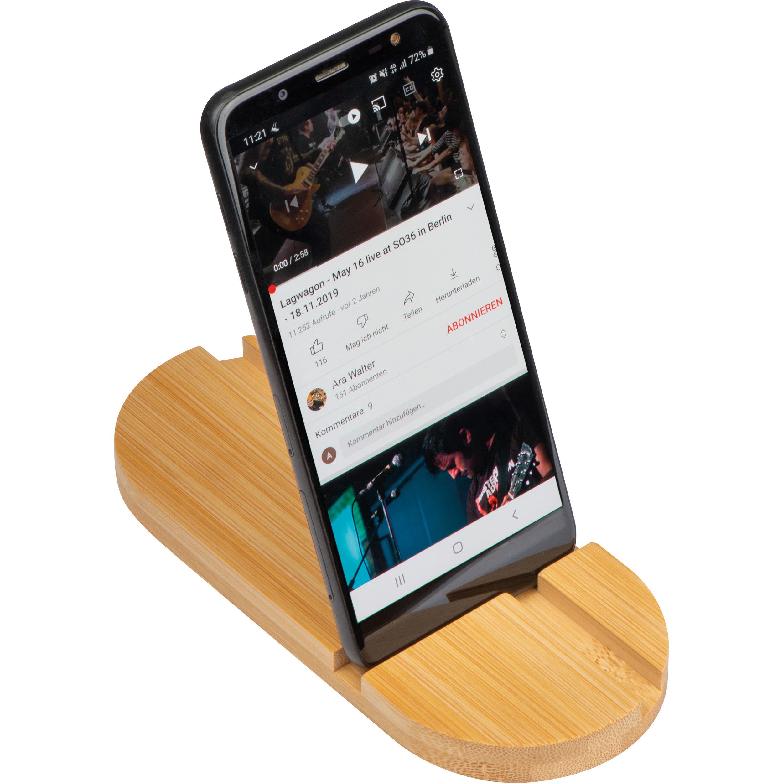 Tablet- und Smartphonehalter aus Bambus - beige-711