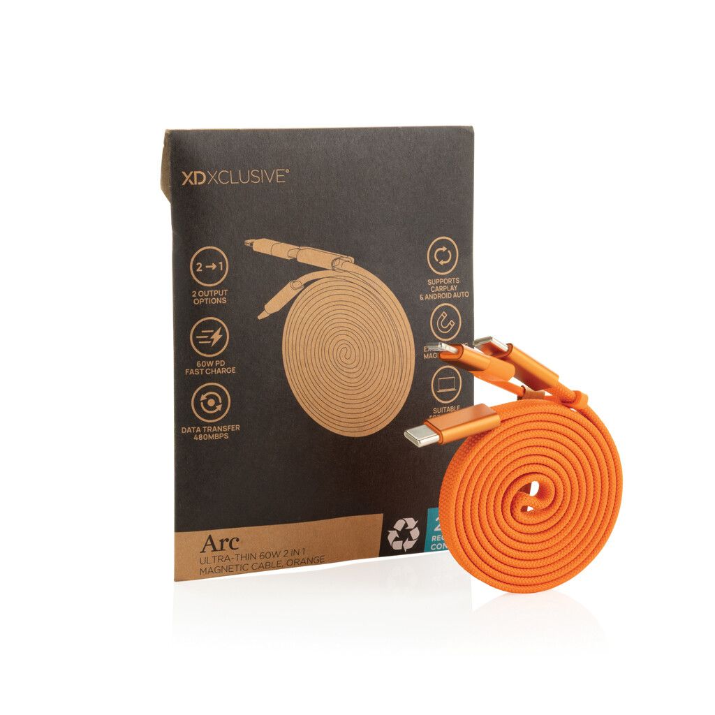 Arc ultradünnes 60W 2-in-1 Magnetkabel - orange-815