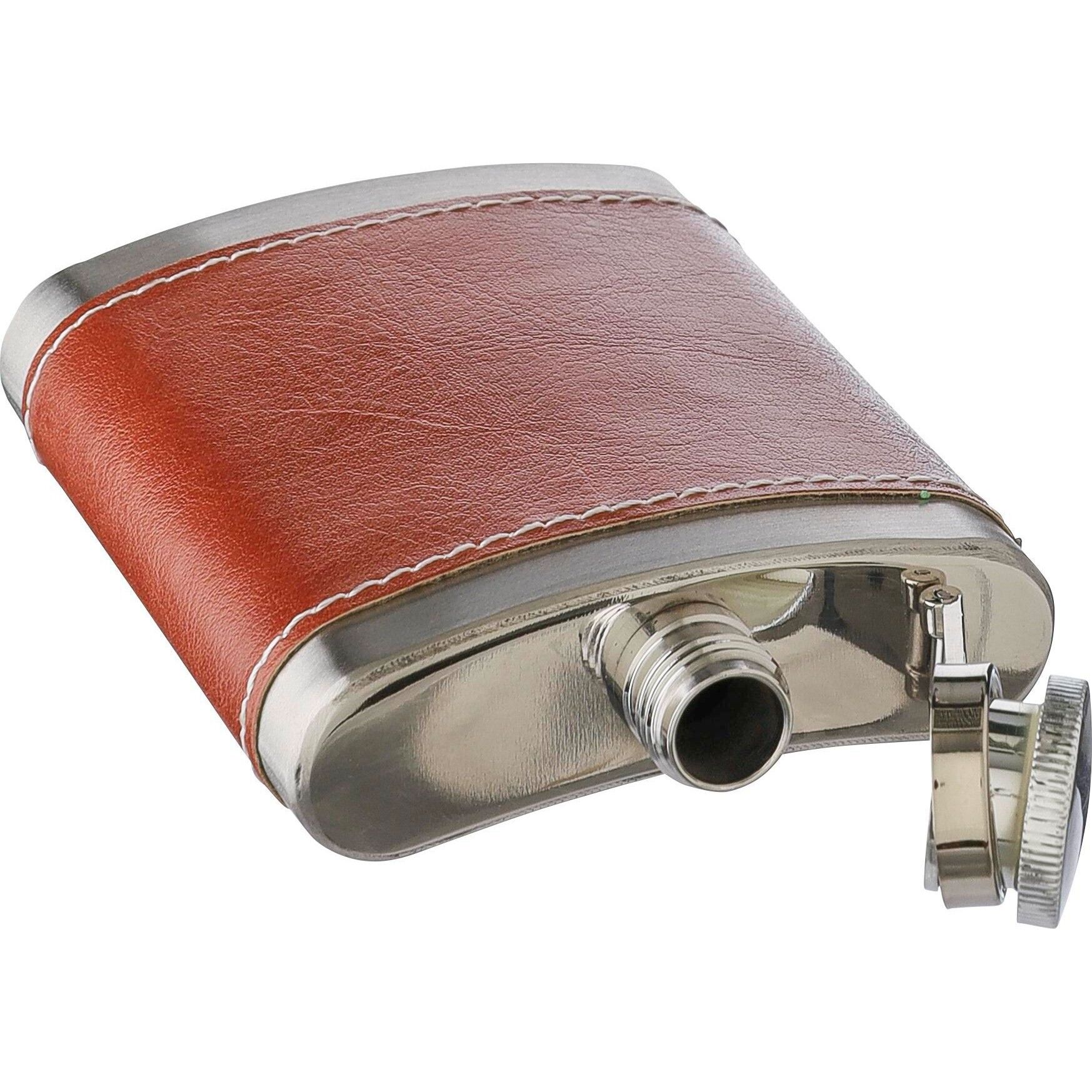 Flachmann aus Edelstahl Cedric - braun-804