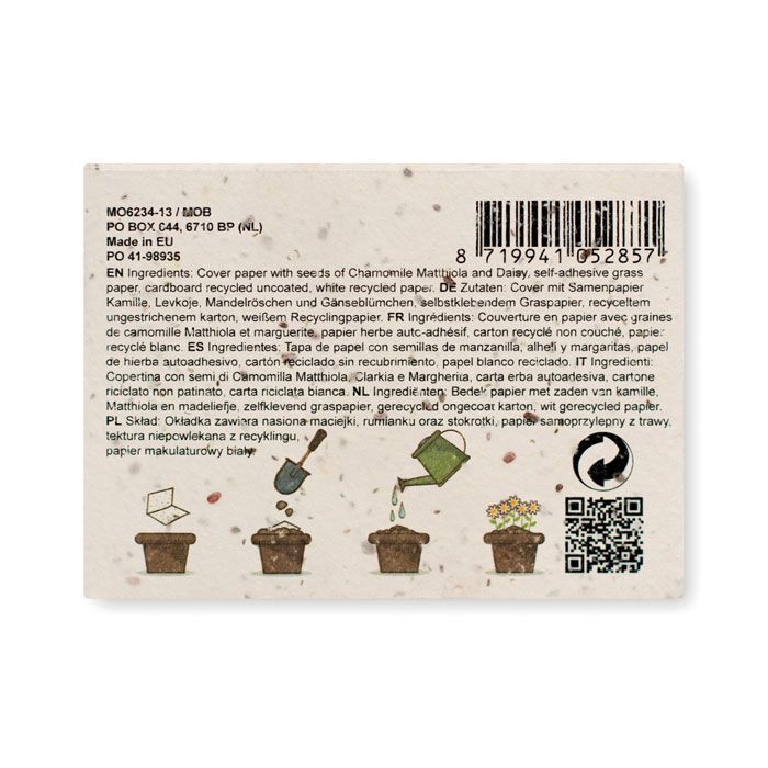 Notizblock mit Blumensamen GROW ME - weiß-3