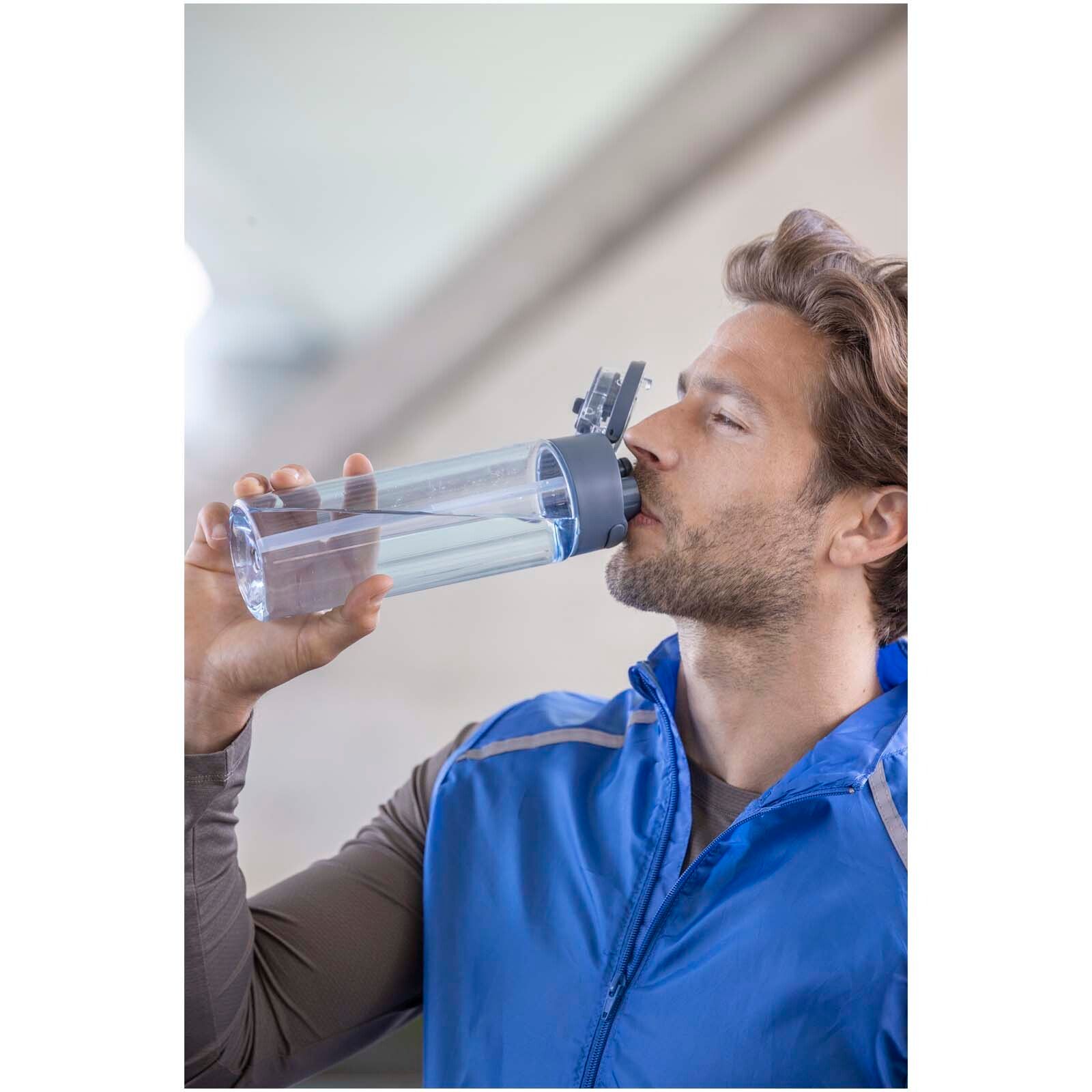 Theron 700 ml RCS Trinkflasche aus recyceltem Kunststoff mit Multifunktionsdeckel und Klappstrohhalm - schwarz-765