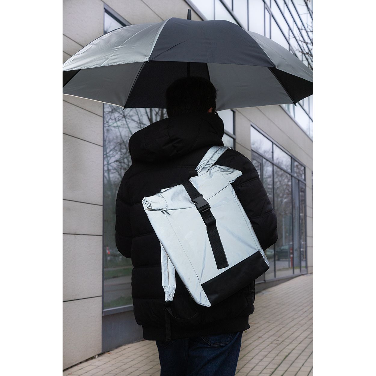 Radians XL Reflektierender RPET Regenschirm - schwarz-436