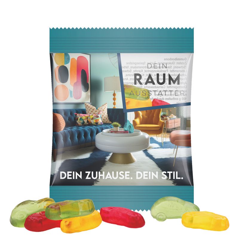 Minitüte 10 g, Folie transparent, Trolli Fruchtgummi Autos-823