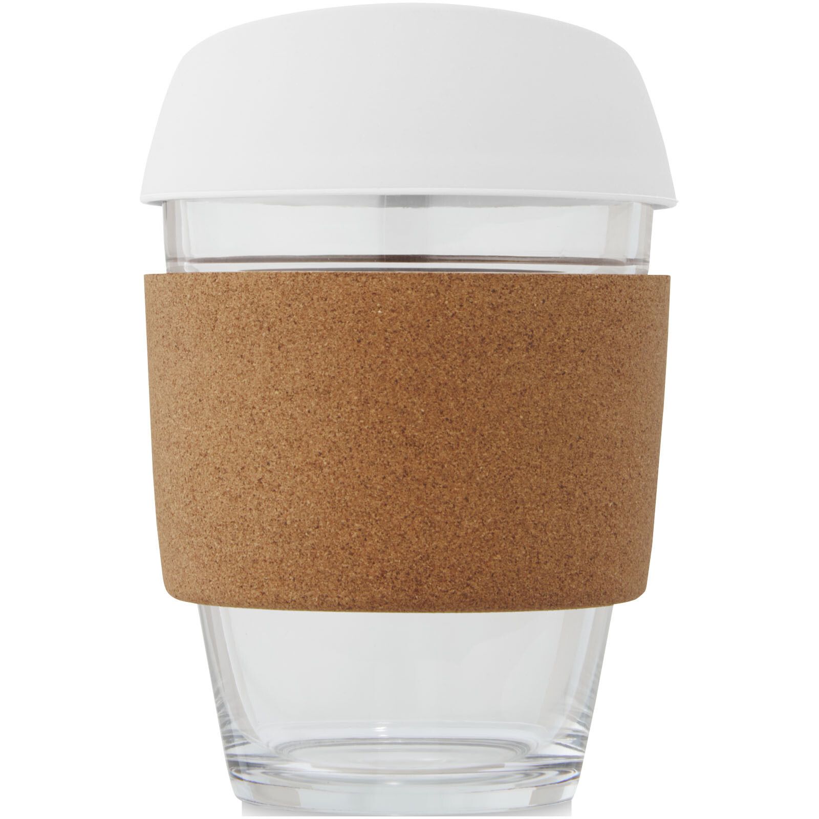 Lidan 360 ml Becher aus Borosilikatglas mit Korkgriff und Silikondeckel - weiss-434