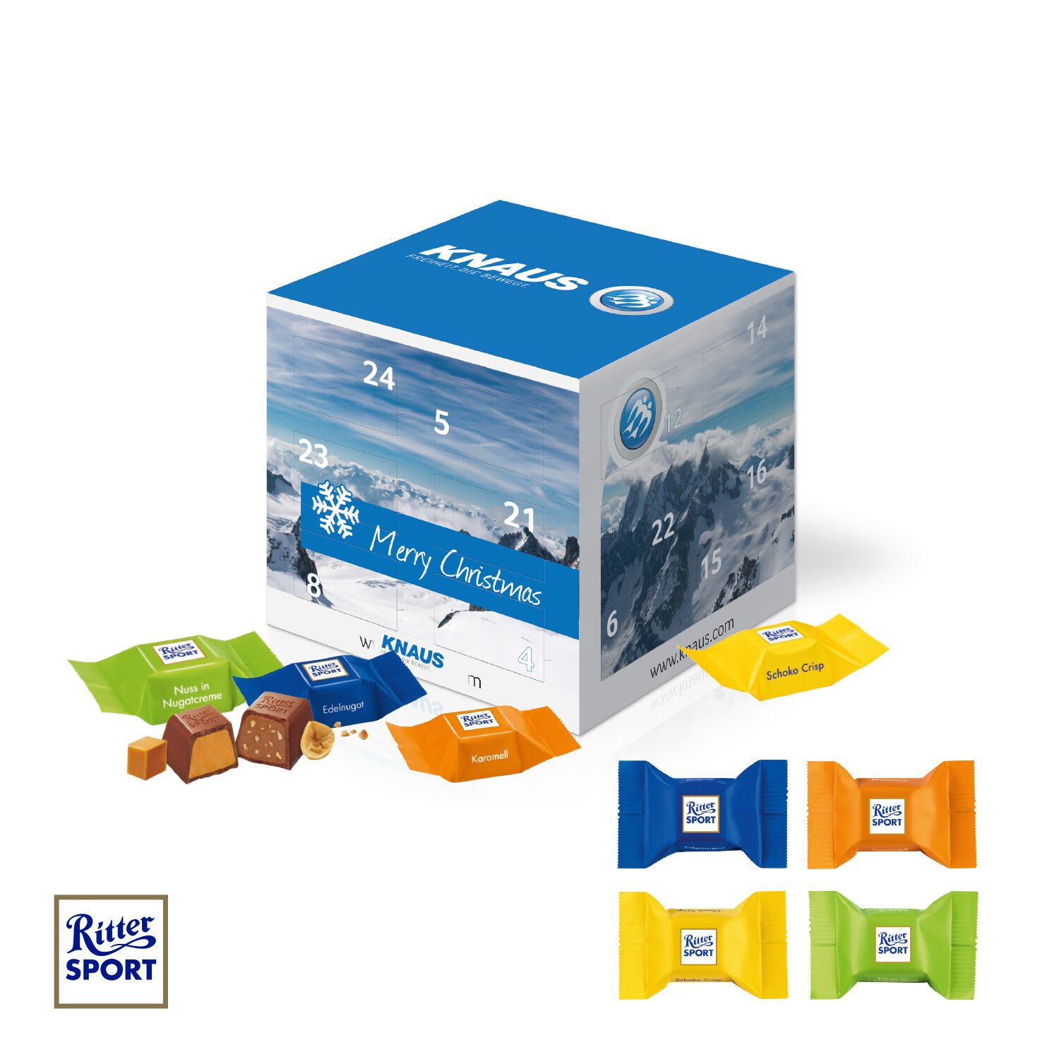 Adventskalender "Cube" mit Ritter Sport Schokowürfel-848