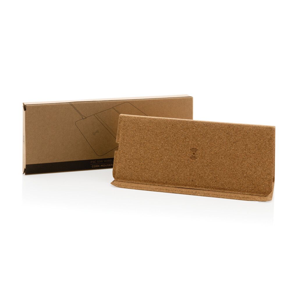 Wireless 10W Kork-Mauspad mit Ladefunktion und Ständer - braun-923