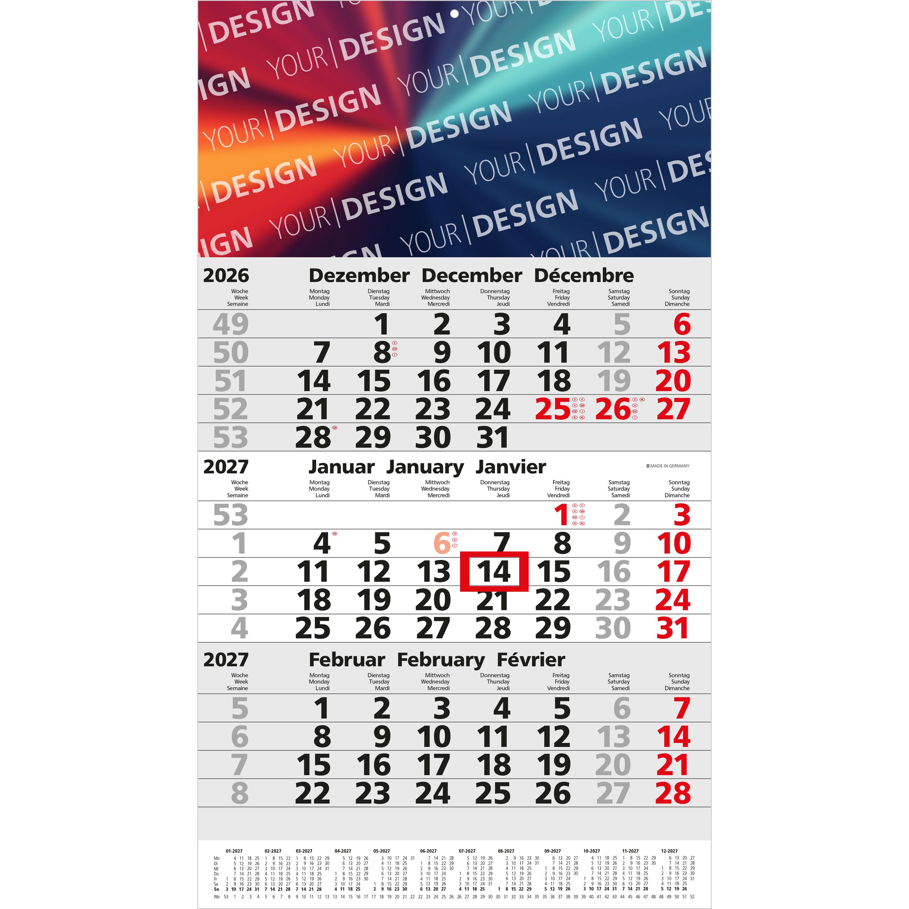 3-Monatskalender Einblatt Primus 3 Post A-559