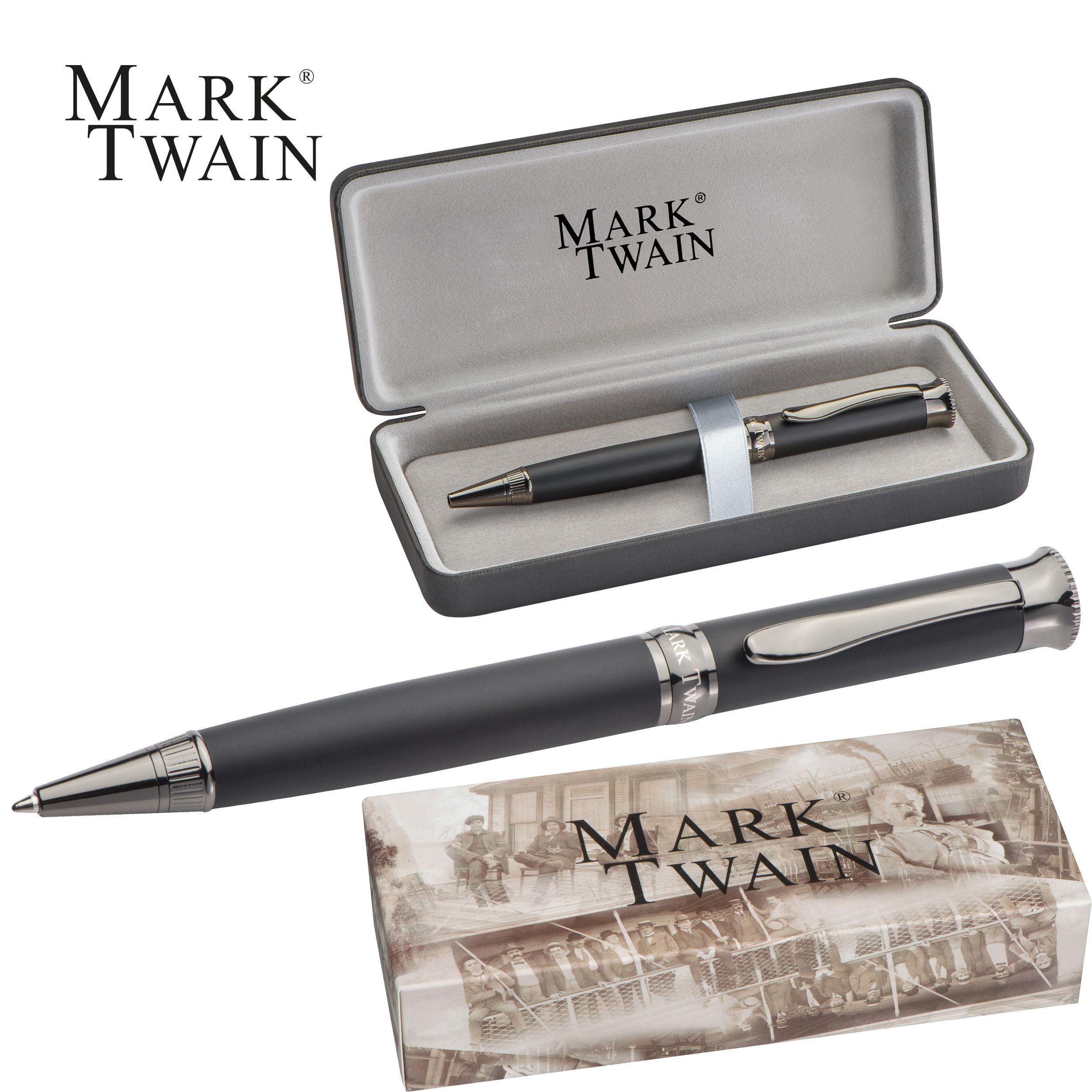 Mark Twain Kugelschreiber aus Metall - schwarz-907