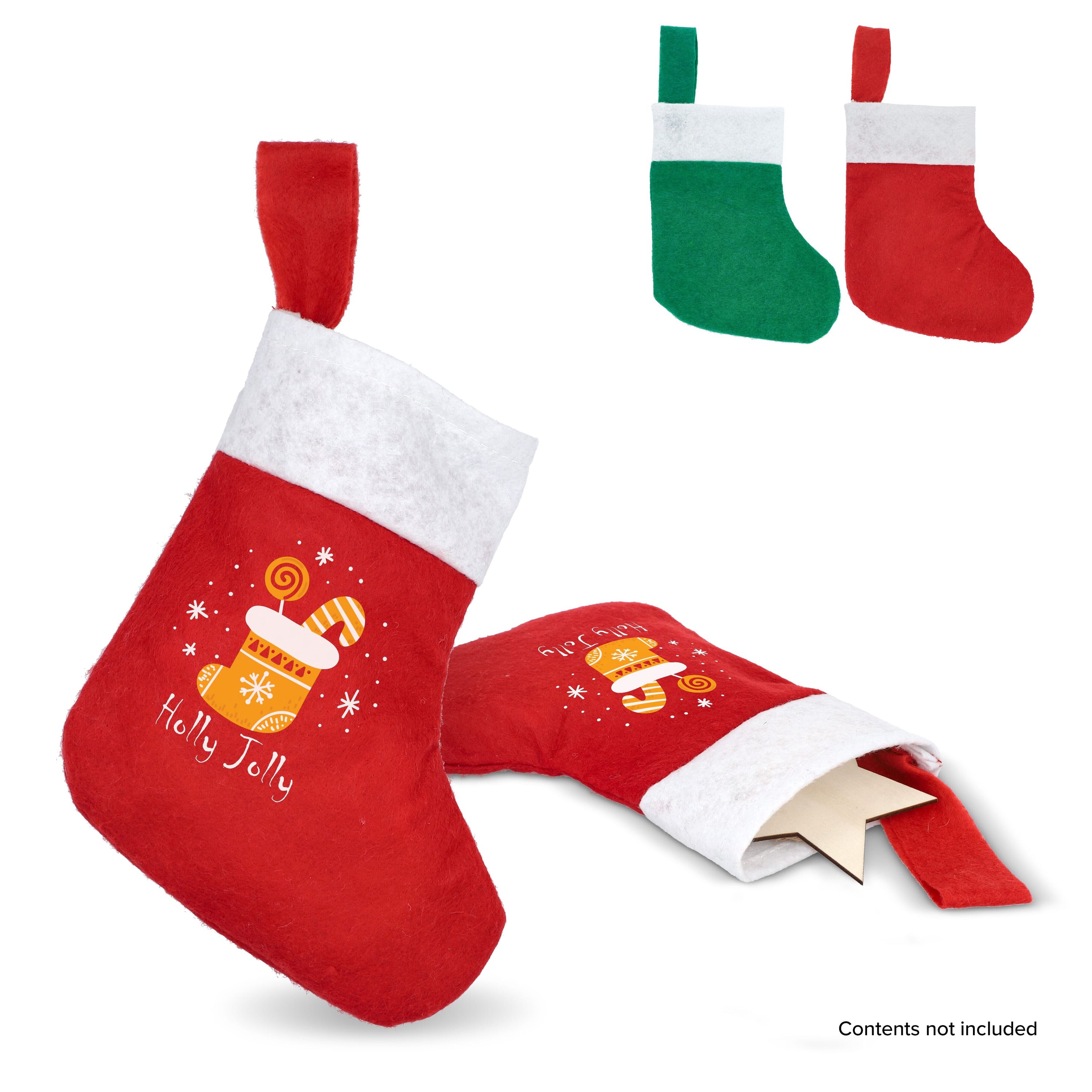 Filz-Weihnachtsstrumpf 20 cm - weiss  -  rot-450