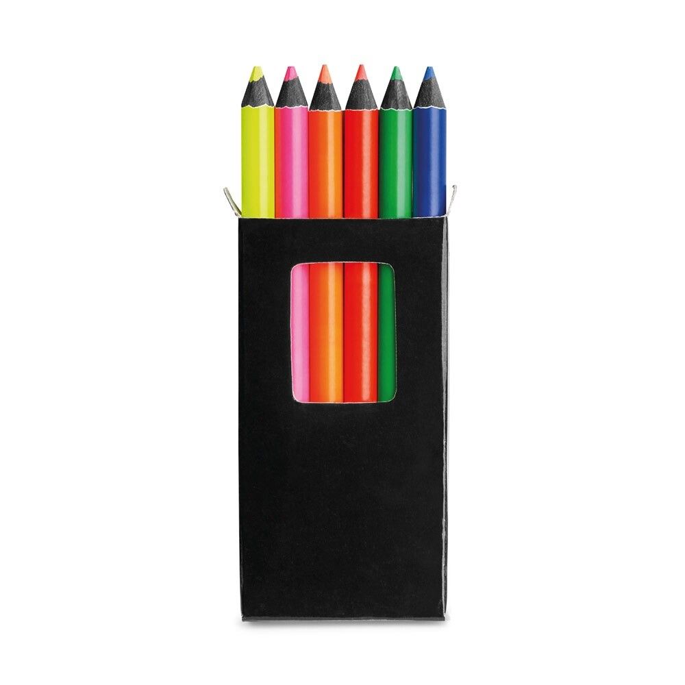 MEMLING Bleistiftbox mit 6 Buntstiften - schwarz-990