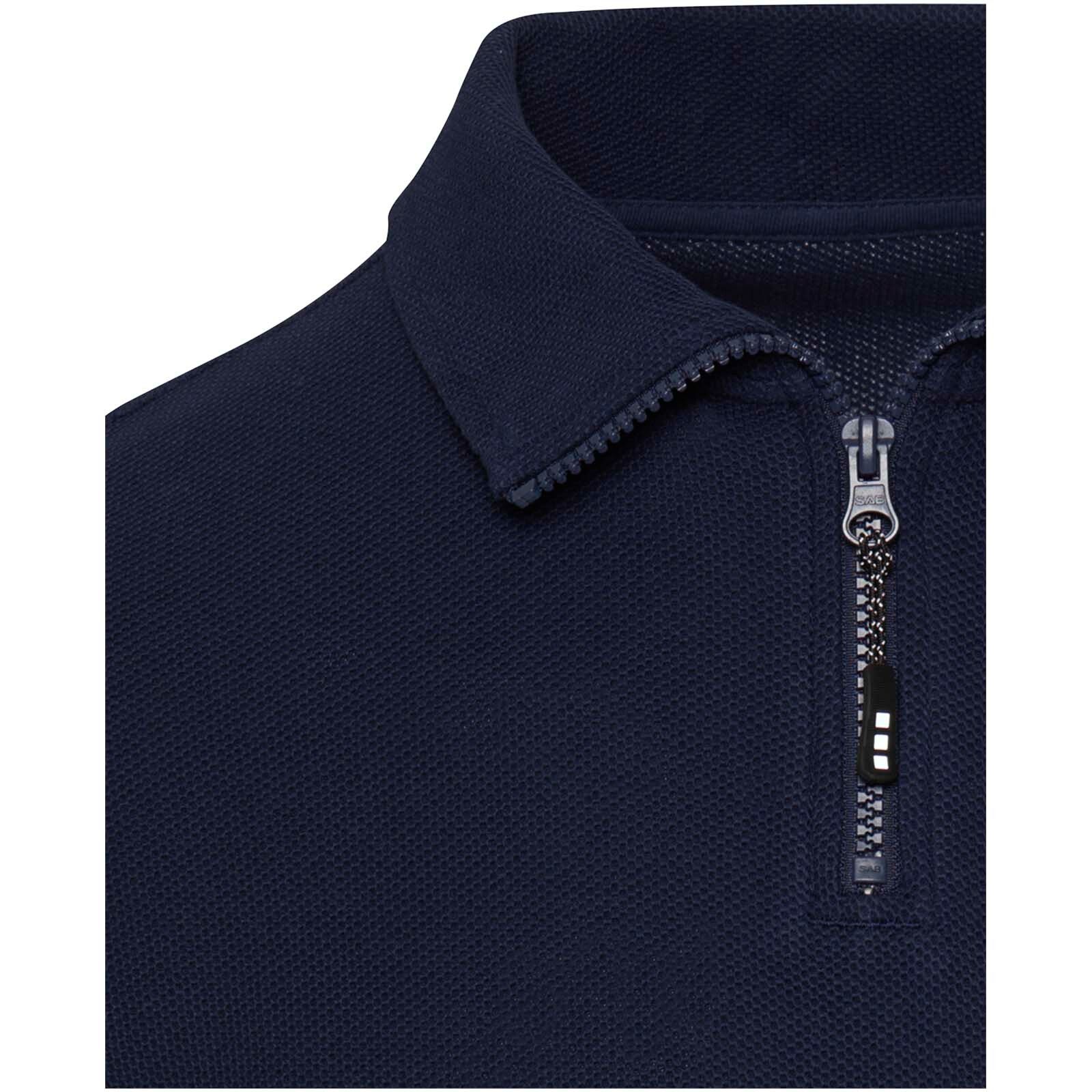 Zeus Langarm Poloshirt  mit Reißverschluss - navy - XS-235