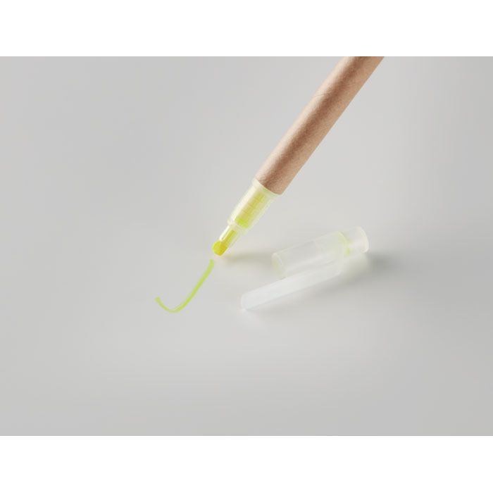 Kugelschreiber mit Textmarker DUO PAPER - gelb-72