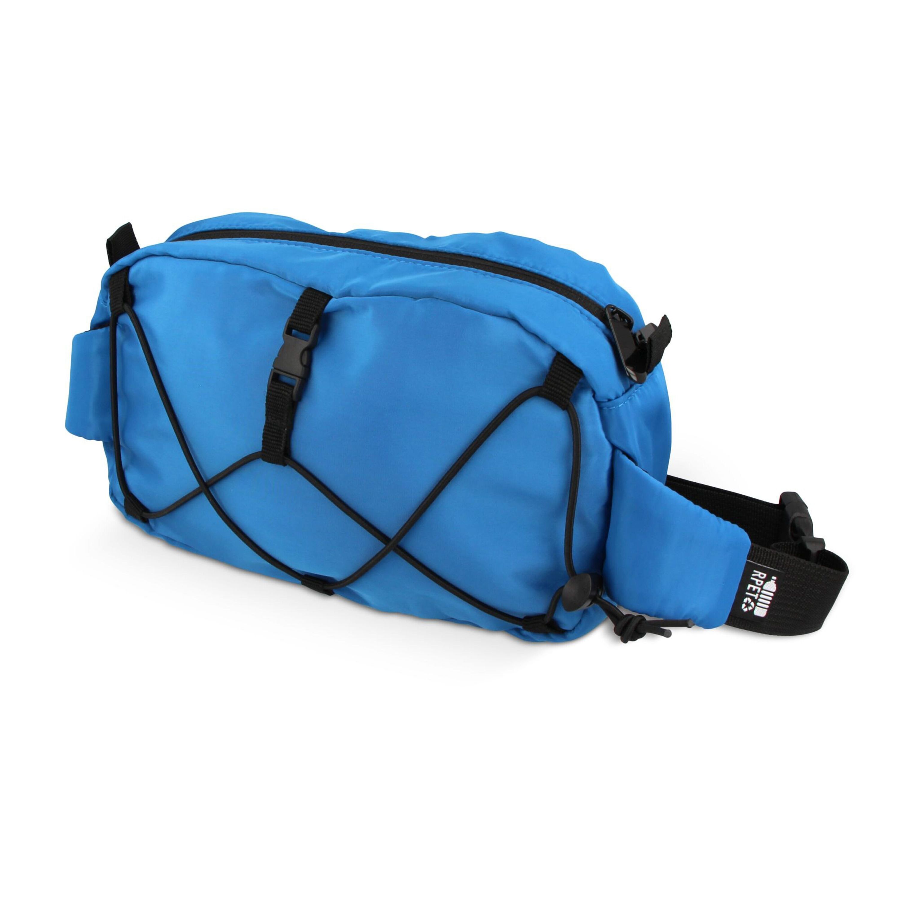 Umhängetasche aus R-PET mit Kordelzug - blau-625