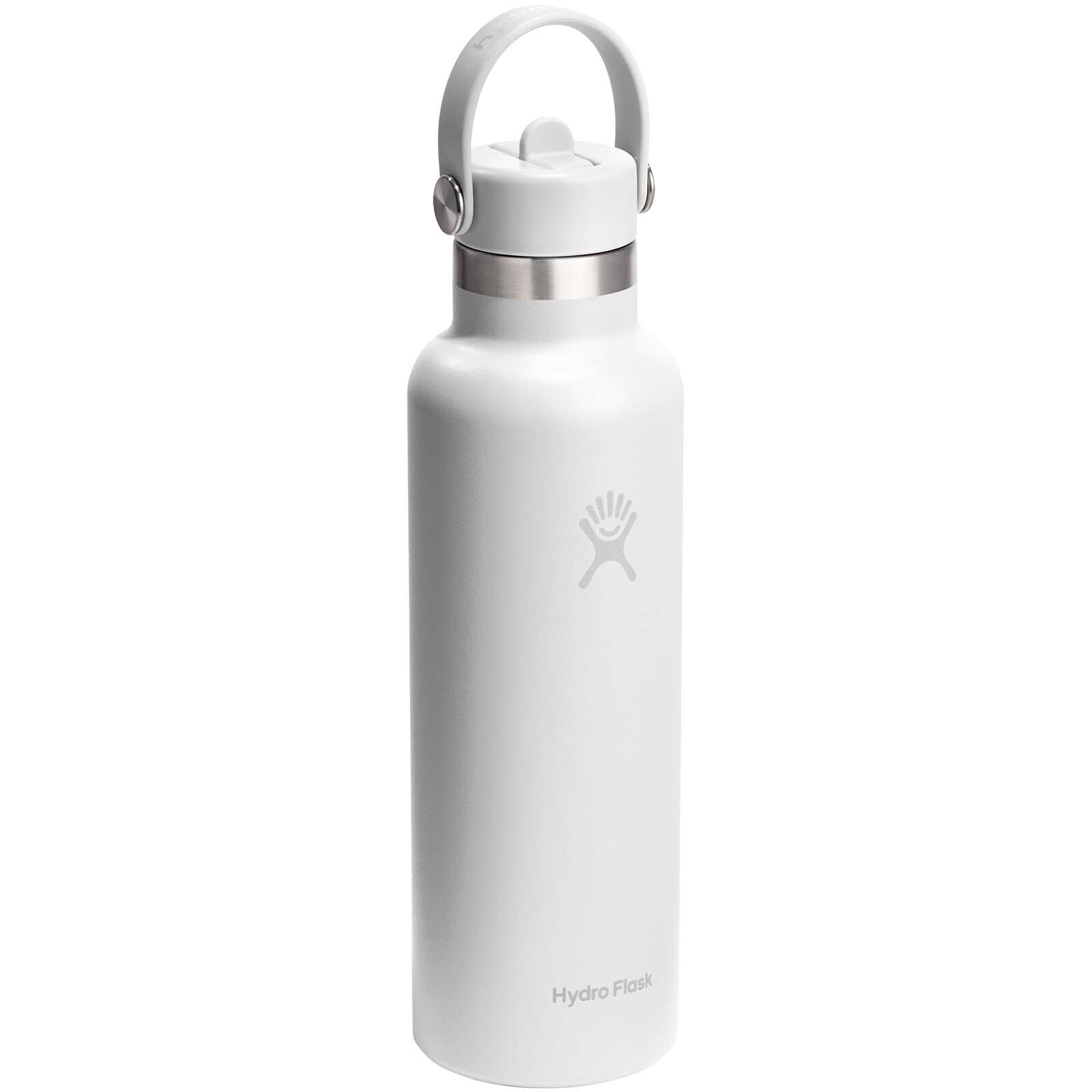 Hydro Flask Standard Mouth 621 ml isolierte Edelstahl Trinkflasche mit Strohhalmverschluss - weiss-386