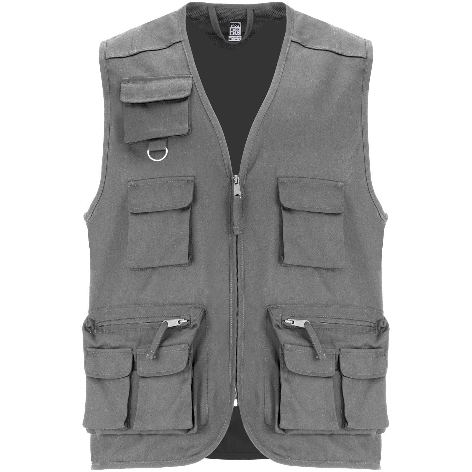 Venera Arbeitsweste mit V-Ausschnitt und mehreren Taschen, 200 g/m2  - blei-346