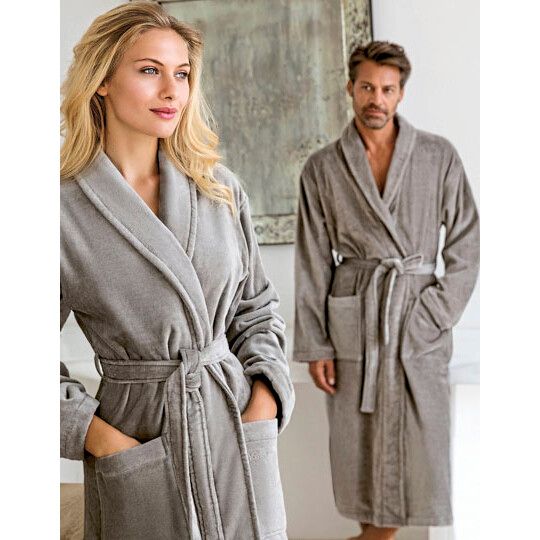 Velours Bademantel Feeling / Schalkragen - flanell-711