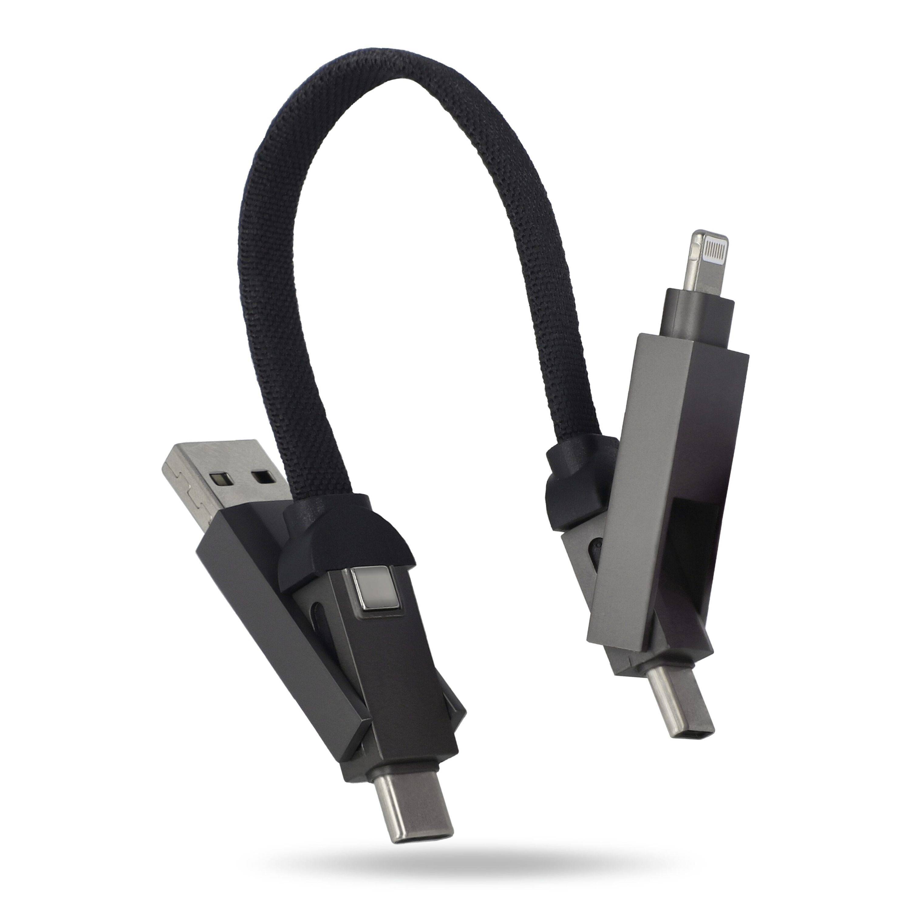 Multifunktionales 4-in-1 Kabel Schlüsselanhänger Größe 60 W - schwarz-350