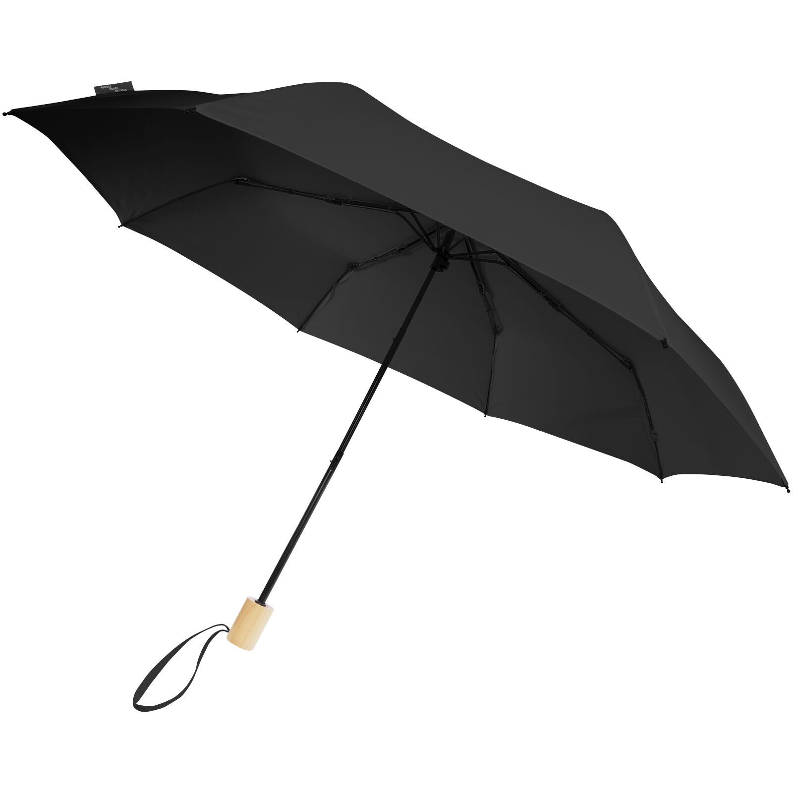 Birgit 21'' faltbarer winddichter Regenschirm aus recyceltem PET - schwarz-345