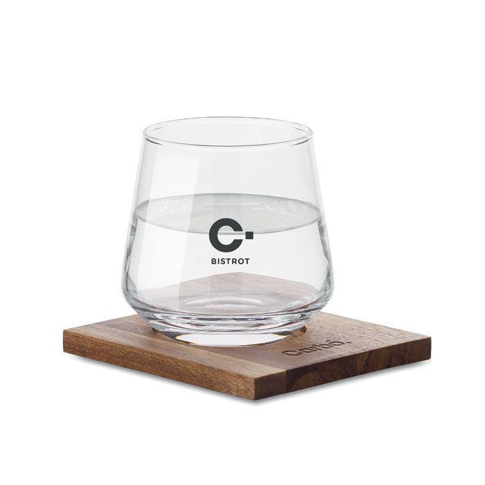 Glas mit Untersetzer DRINKS - transparent-684