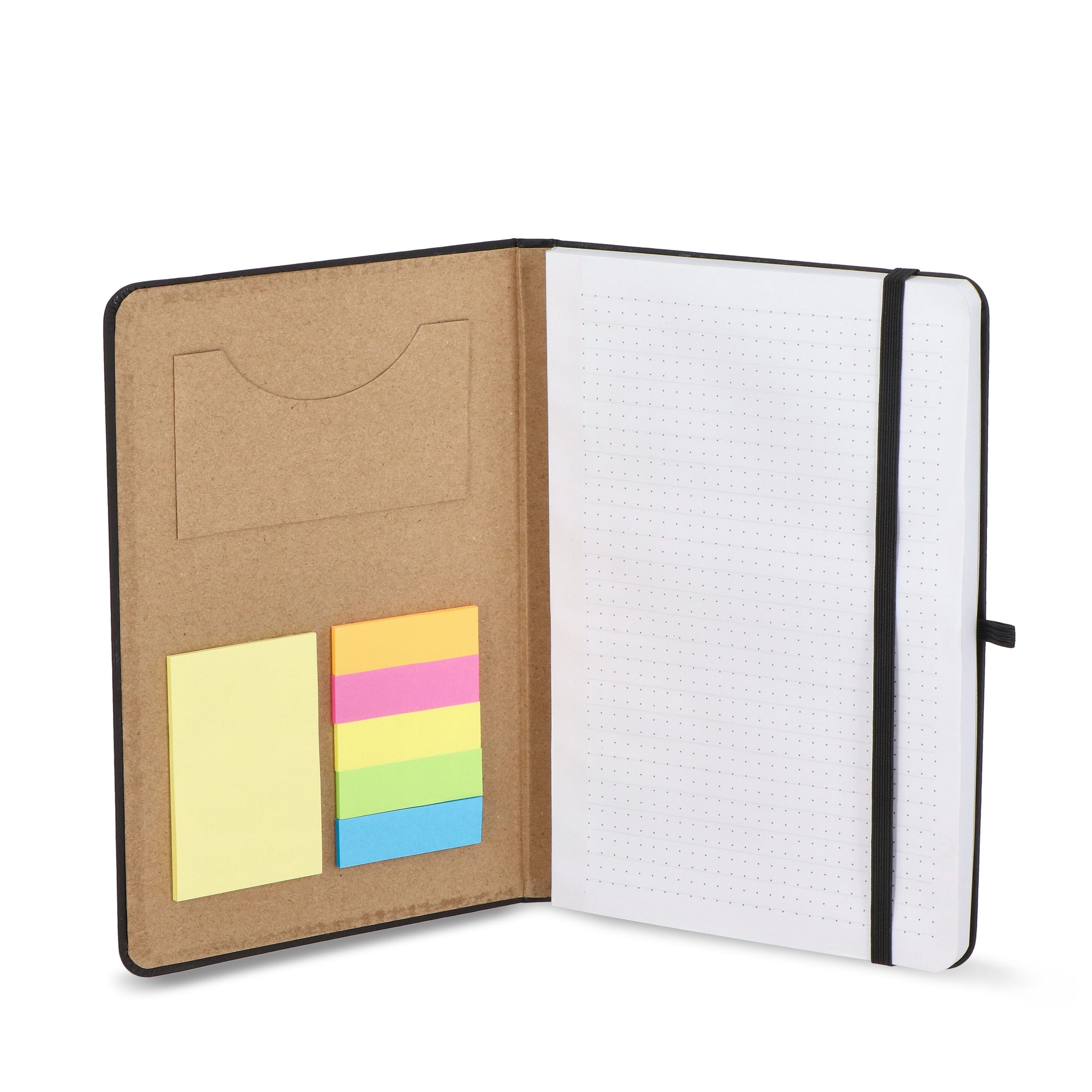 Notizbuch Olmo Hardcover PU A5 mit Haftnotizen - schwarz-709
