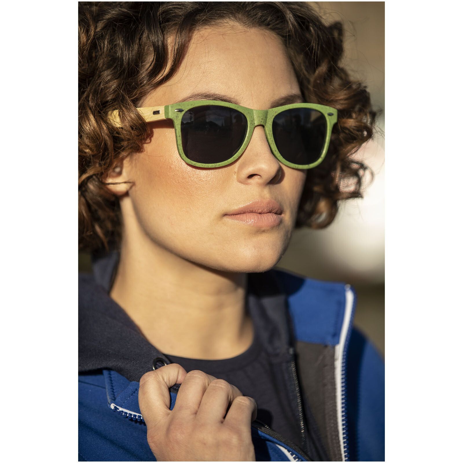 Sun Ray Bambus Sonnenbrille - processblau-21