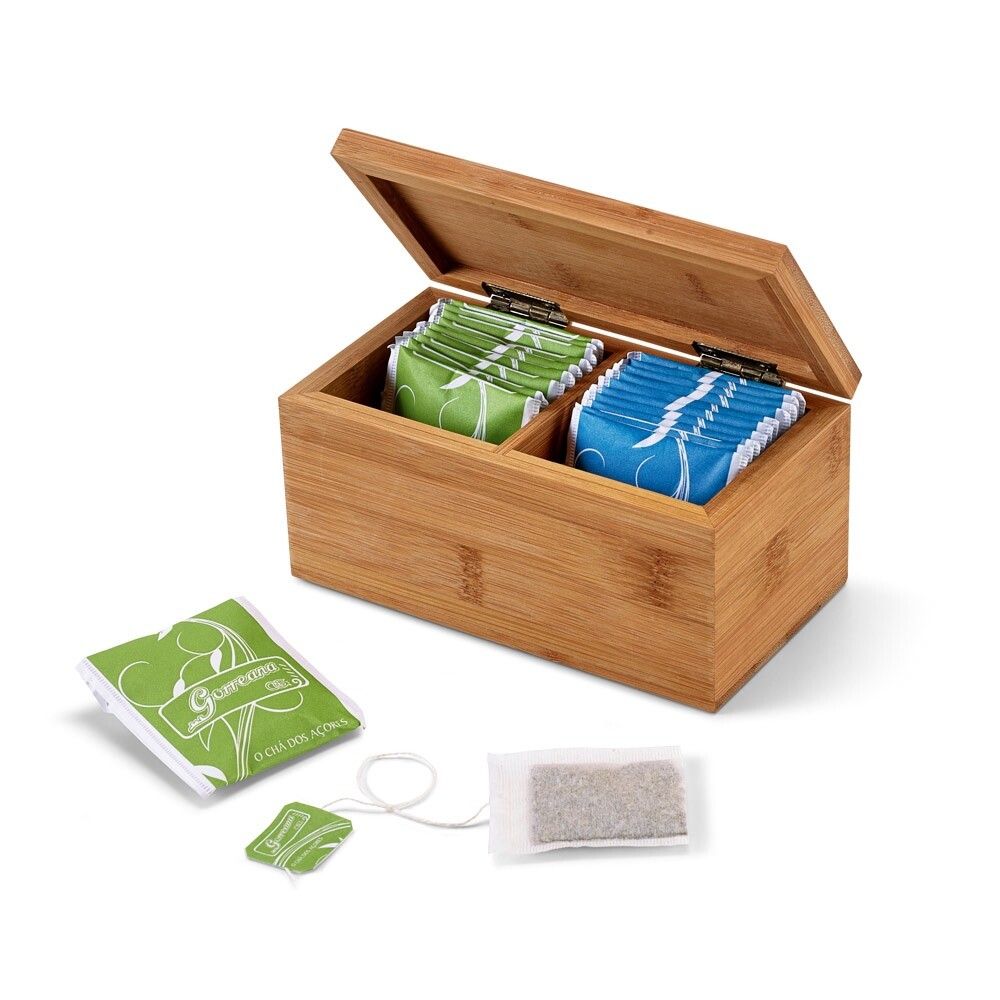 BURDOCK Teebox aus Bambus mit 2 Fächern und einem Magnetverschluss - natur-583